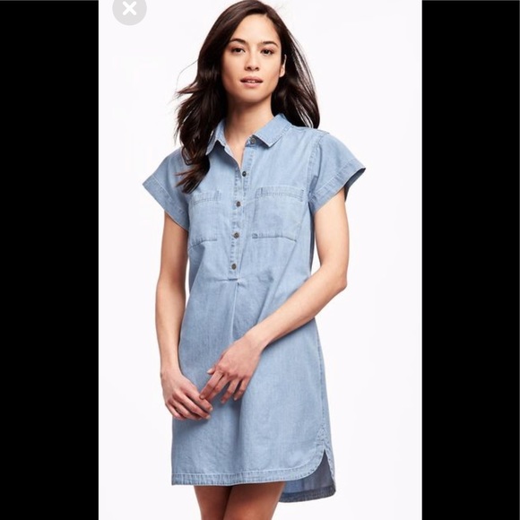 denim short sleeve shirt dress